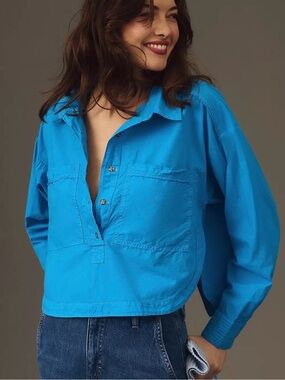 Pilcro by Anthropologie Back-Slit Buttondown Shirt Size M